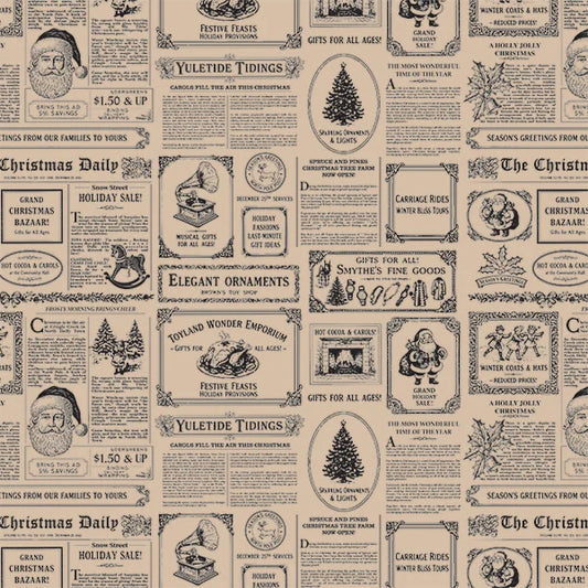 Vintage Newspaper Christmas Tissue Paper - 12 Sheets